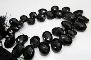 Cuentas de espinela negra de forma ovalada, cuentas ovaladas facetadas de 8 pulgadas - Product Image 2