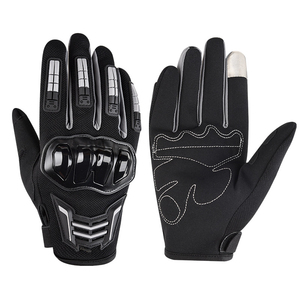 Gants de moto unisexes en nylon, protection intégrale des doigts, équipement de conduite avec armure rigide pour les jointures, sangle de poignet réglable - Product Image 4