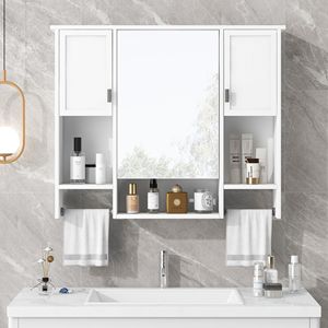Moderno Armadietto da Bagno a Parete 35 X 28 con Specchio, Armadietto Portamedicinali e Portasciugamani - Product Image 3