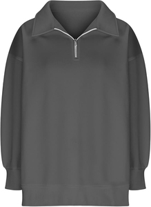 Sudadera extragrande de mujer con media cremallera, informal, de forro polar, tipo chaqueta con capucha y cremallera corta - Product Image 3