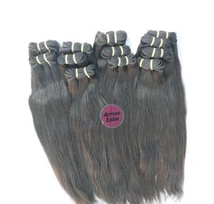 Cheveux humains naturels noirs indiens 100% Remy, double trame machine, cuticules alignées, grade 10A, vierges de temple, résistants à la chute, doux - Product Image 1