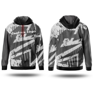 Sweat à capuche sportif personnalisable unisexe en molleton 100 % coton, imprimé numérique, brodé et sublimé, uni, avec fermeture éclair pour homme - Product Image 1