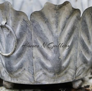 Galvanized Rustic Flower Shade rustic metal Zinc <b>planters</b> indoor outdoor Industrial style pots with Ring Handle <b>Planters</b> Pots - Product Image 4
