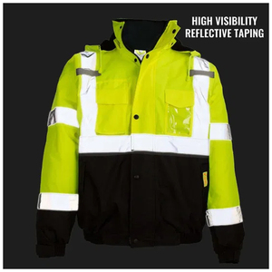 Lightweight Waterproof Reflective Workwear Gear Hi Vis Reflective Fluorescent Neon Yellow Safety <b>Jacket</b> <b>Worker</b> Uniform Supplier - Product Image 4