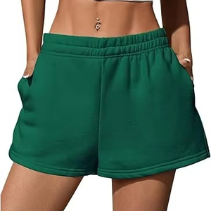 Shorts Deportivos Casuales para Mujer, Nuevos, a la Moda, con Cordón, Cintura Elástica, Forro Polar de Algodón, Color Sólido, con Bolsillos - Product Image 1