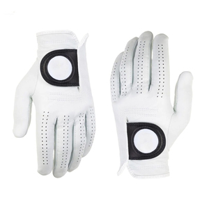 Gants de golf de luxe en cuir Cabretta blanc PROVEN ENTERPRISES pour droitier, fermeture à bouton, sangle de poignet réglable, poignées ergonomiques - Product Image 2