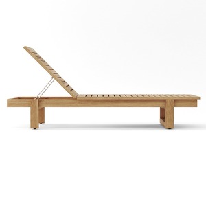 Tumbona Moderna de Teca para Exteriores con Cojín de Olefina Resistente a los Rayos UV, Diseño sin Brazos para Uso en Patio - Product Image 5