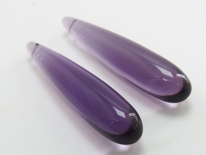 Perles en améthyste violette en verre de quartz, 35 mm, en forme de goutte allongée, paire symétrique assortie, perles lisses en forme de goutte pour la création de bijoux DIY - Product Image 6