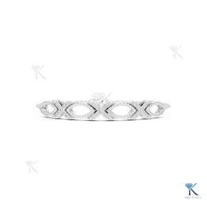 Luxury 14K <b>Solid</b> <b>Gold</b> Tennis Bracelet Brilliant Cut Lab Grown Diamond Centerpiece Halo Side Diamonds-Engagement Party Gift - Product Image 2