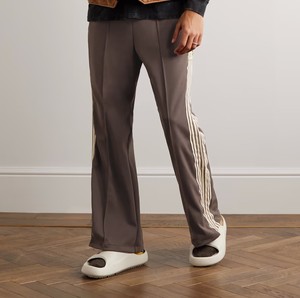 Men's Brown Casual Flare Pants Elastic Waist Side Stripes Casual Breathable Autumn Wear <b>Light</b> Weight Spandex Polyester <b>Trousers</b> - Product Image 2