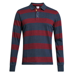Polo à manches longues rayé en tricot pour homme, coupe décontractée, rose, marine, gris - Product Image 5