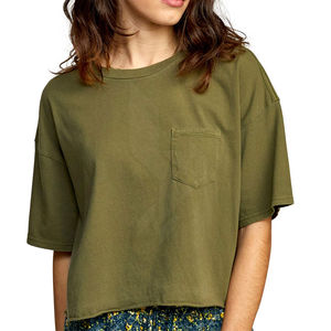 Camiseta Corta de Punto para Mujer, Ecológica, Transpirable, Estilo Casual de Verano, 100% Algodón, Alta Calidad, Precio al por Mayor, MOQ Bajo - Product Image 2