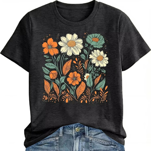 Camiseta Informal Estampada para Mujer, Diseño Gráfico Moderno, Top de Algodón Suave, Cómodo y Ligero para el Verano, Moda Elegante para Damas - Product Image 1