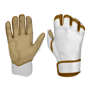 Gants de frappe en cuir blanc et marron, rembourrés, avec fermeture auto-agrippante, support de poignet, légers, unisexes, pour entraînement adulte - Product Image 1