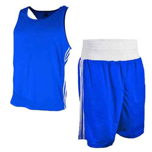Ensemble de boxe rouge avec design jaune et vert, gilet et short en coton respirant à séchage rapide pour l'entraînement en toutes saisons - Product Image 6