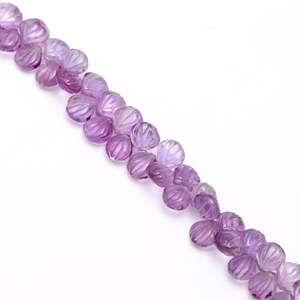 Perles de coquillages sculptées en améthyste violette naturelle, perles de pierres précieuses sculptées à la main, perles d'améthyste percées sur le côté pour la fabrication de bijoux DIY 9-10mm - Product Image 6