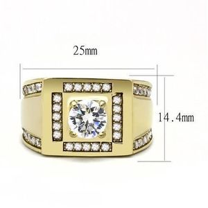 TK3079-Stainless Steel <b>Ring</b> with AAA Grade CZ IP Gold(Ion Plating) in Clear for Dishes & <b>Plates</b> - Product Image 2