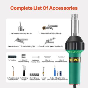 1600W ad aria calda in plastica per saldatore in PVC TPO di vinile torcia per pistola termica con 14 accessori - Product Image 6