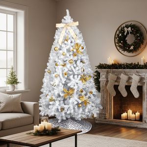 Gonna per Albero di Natale a Forma di Pino da 7,5 Piedi con Cerniere, Fai da Te, 400 Luci LED Bianche Calde, Elegante Ornamento Artificiale per Albero di Natale - Product Image 4