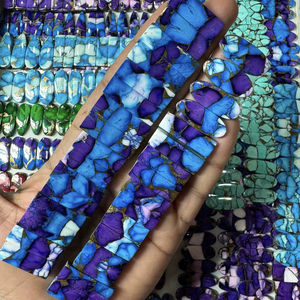 Cuentas Sueltas de Concha de Ostra Espinosa Natural de Forma Rectangular Plana, Compuesto de Cobre y Turquesa, para Fabricación de Joyas - Product Image 1