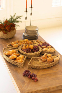 Handwoven Seagrass Serving Tray With Dividers <b>Round</b> Food Platter Woven Fruit Basket Eco Friendly Kitchen Party Serving Tray - Product Image 5