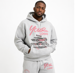Men's Oversized Hoodie and Shorts <b>Set</b> Personalized Drop Shoulder Hoodie 100% Cotton Pullover Hoodie Shorts Two Piece <b>Set</b> 2026 - Product Image 2