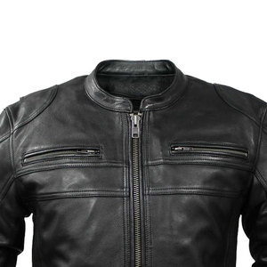High Quality Fashion Men Genuine Leather Windproof Winter Casual Jacket by <b>Maximize</b> Wear - Product Image 4