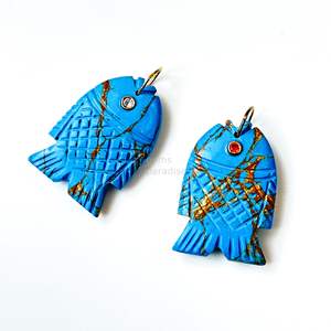 Colgante de Pez de Cobre Turquesa AAA, Collar de Plata 925 Hecho a Mano con Gema, Amuleto de Cristal Curativo Tallado a Mano, Joyería de Lujo de Moda - Product Image 3