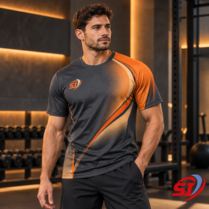 Mens Performance Dry Fit Anti-Wrinkle Polyester T-<b>Shirt</b> Custom Lightweight Gym Running Sports Tee Summer Supplier - Product Image 3