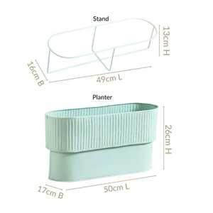 Pot de fleurs ovale en métal pour la présentation de plantes sur table, récipient décoratif compact pour un style moderne de la maison et du bureau - Product Image 6