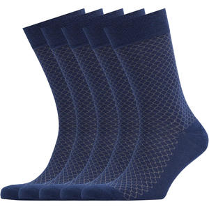 New Wholesale Crew <b>Socks</b> Navy Blue Geometric Pattern Spandex <b>Polyester</b> Breathable Knitted Casual Autumn Adult Regular Fit <b>Socks</b> - Product Image 1