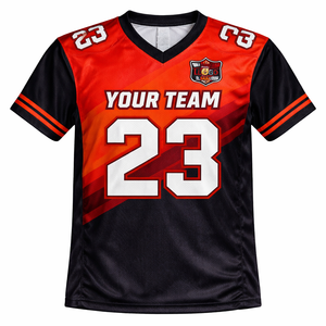 ผู้ผลิตเสื้ออเมริกันฟุตบอลแบบ OEM ตามสั่ง แห้งเร็ว ระบายอากาศได้ดี ซับเหงื่อ 100% โพลีเอสเตอร์ พิมพ์ลายชื่อผู้เล่นแบบ Sublimation - Product Image 5