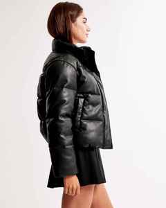 Stylish Genuine <b>Sheepskin</b> Bomber Leather <b>Jacket</b> for Winter Solid Pattern Motorcycle Leather with Printed Decorative Logo - Product Image 5
