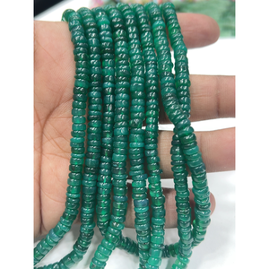 Perles de pierres précieuses de haute qualité pour la fabrication de bijoux, 17 pouces, onyx vert naturel, forme de pneu lisse, taille 6-7 mm - Product Image 1