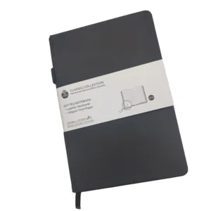 Cahier de notes à pois en cuir végan noir gaufré avec logo personnalisé de qualité haute définition