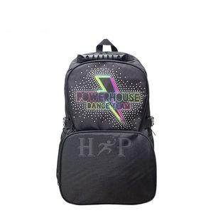 Sac à dos de cheerleading pour entraînement et compétition, brillant et scintillant, en tissu anti-transpiration, avec compartiment séparé pour chaussures, qualité export - Product Image 1