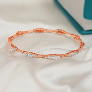 Interwoven Teardrop Station Diamond Link <b>Bangle</b> <b>Bracelet</b> - Product Image 5
