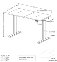 Bureau d'ordinateur moderne réglable en bois avec pieds en métal noir et panneau de contrôle de hauteur