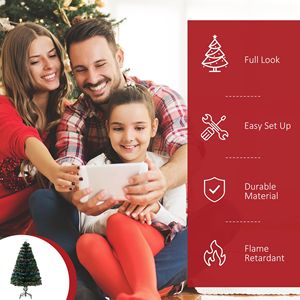 Albero di Natale in Fibra Ottica da 120 cm a Batteria con 130 Luci LED Preinstallate e Punte Realistiche delle Rami - Product Image 4