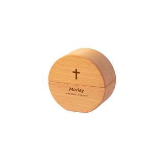 Personalized Wooden Pet <b>Keepsake</b> Urn Round <b>Memorial</b> <b>Box</b> Solid Wood Storage Case Tabletop Decoration - Product Image 1