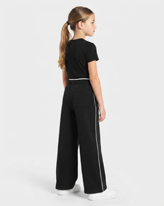 Conjunto Deportivo para Niñas, Sudadera con Capucha Extra Grande y Pantalones Deportivos en Color Negro con Líneas en Contraste, en Algodón Suave, Fabricante OEM - Product Image 3