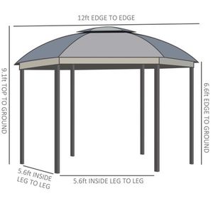 Gazebo a Cupola per Patio 144x144 Pollici con Doppio Tetto, Rete Esterna e Pareti Laterali con Tende Zip 144x144 Pollici - Product Image 3