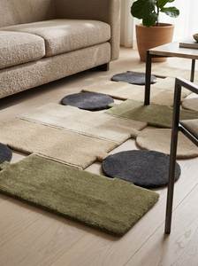 Optical Illusion Overlapping Shapes Machine Tufted Wool Rug Modern Anti-Bacteria Multilayer Visual Effect Floor <b>Mat</b> for <b>Hallway</b> - Product Image 2