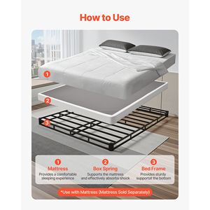 Cadre de lit en métal robuste taille Queen avec sommier à ressorts de 35 pouces et tissu lavable - Product Image 3