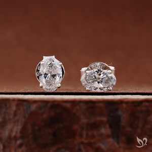 Oval Cut Lab Grown Diamond <b>Stud</b> Earrings Prong Set 925 Sterling <b>Silver</b> Dainty Elegant Everyday Wear - Product Image 1