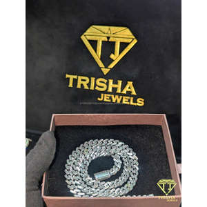 Cadena cubana de diseño premium de Miami en plata de ley 925 con corte de diamante VVS cultivado en laboratorio, joyería hip hop de Trisha Jewels - Product Image 2
