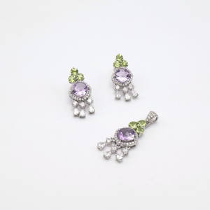 Shimmering Peridot Round Shape Pendant and <b>Stud</b> <b>Earring</b> <b>Set</b> 4MM Size Elegant Women’s Gemstone Jewelry <b>Set</b> - Product Image 1
