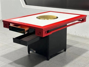 Tavolo Hot Pot Cinese Senza Fumo con Bordo in Legno Massello e Piano in Marmo, Tavolo da Pranzo Rettangolare con Piano a Induzione per Ristorante - Product Image 4