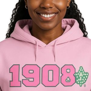 Sweat à capuche AKA Light Pink 1908 Ivy, vert et rose, en polaire, unisexe, vêtements de sororité grecque, OEM ODM - Product Image 6