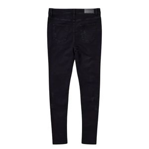 Vaqueros rotos para hombre con efecto spray, negros, de talle alto, elásticos, de ajuste extremo, estilo skinny, estilo urbano, vaqueros de moda para hombre - Product Image 4